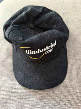 Industrial.com Hat Tag with Blue and Orange Print